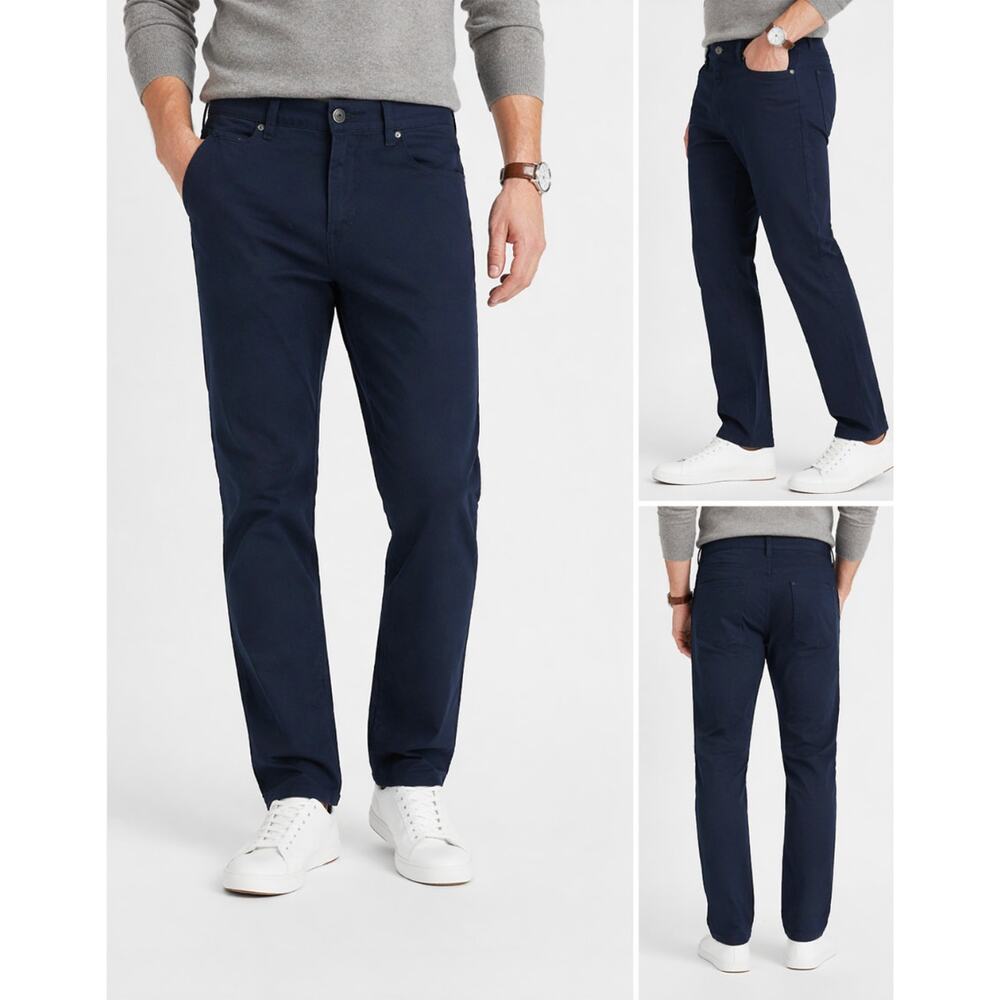 Amazon Essentials Navy Slim Fit 5 Pocket Pants Casual Stretch Chino Men’s 38x34